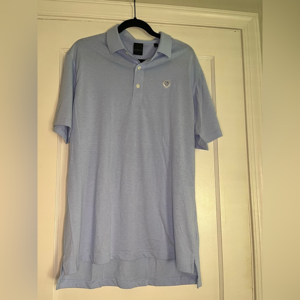 Men’s Light Blue Cotton Polo Shirt with Subtle Chest Emblem